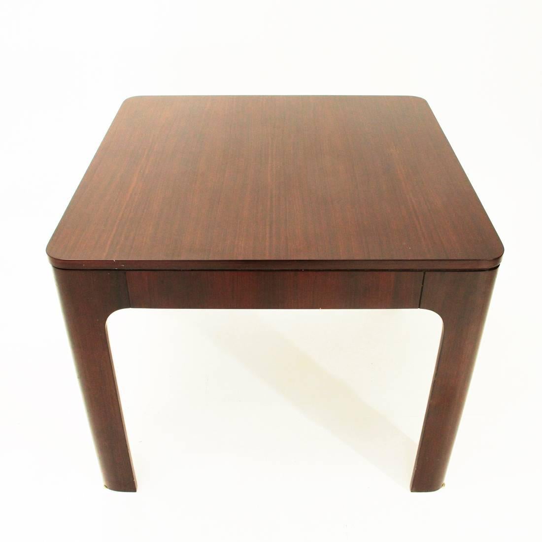Mid-Century Modern Italian Rosewood Square Extendible Dining Table