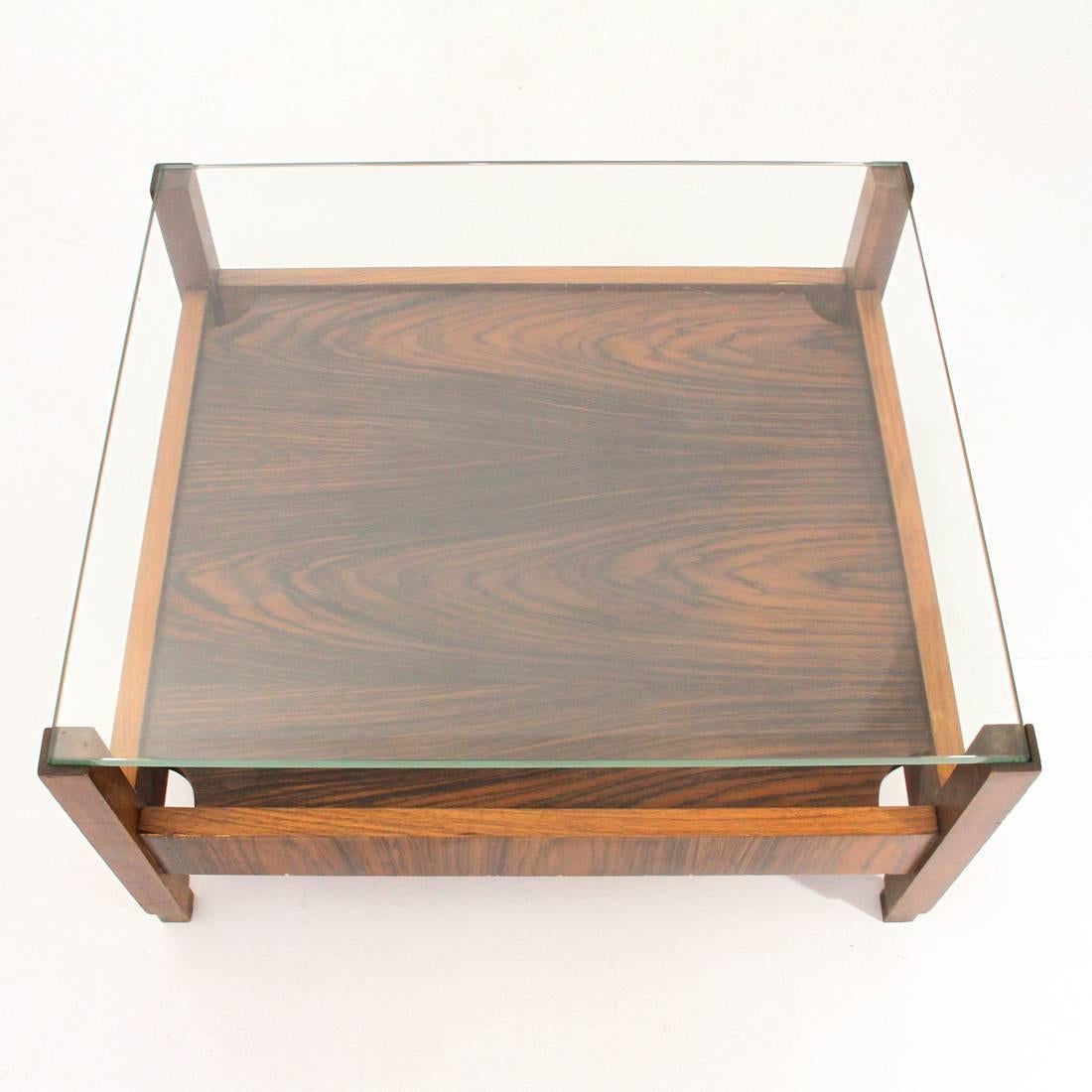 Mid-Century Modern Italian Coffee Table with Glass Top, 1960s