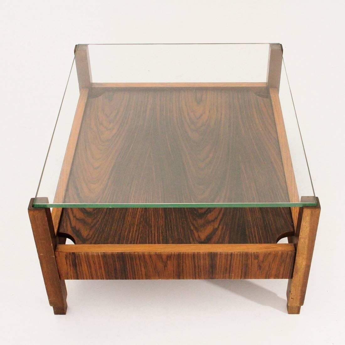 Italian Coffee Table with Glass Top, 1960s In Good Condition In Savona, IT