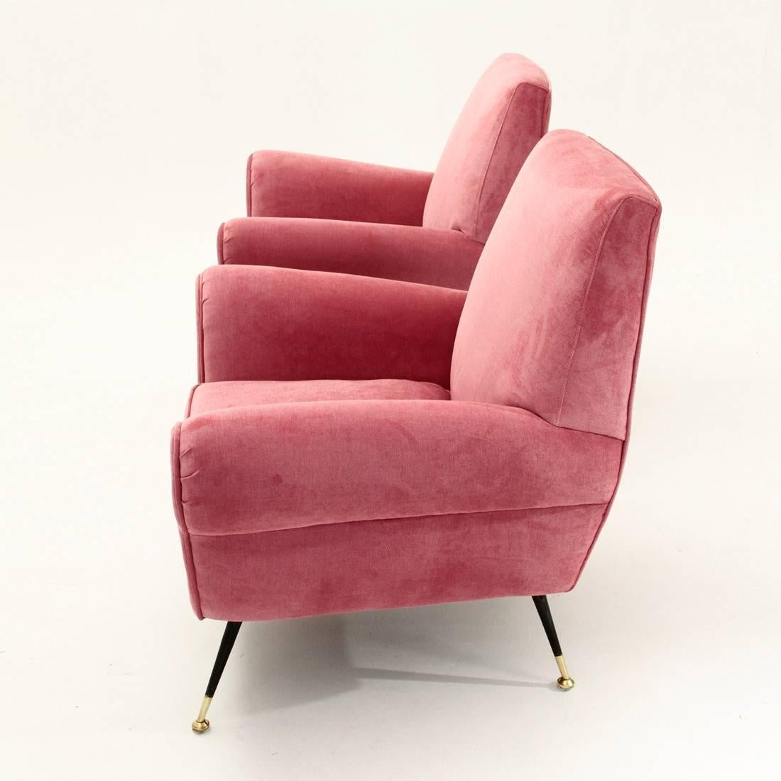 Mid-20th Century Italian Pink Velvet Armchair