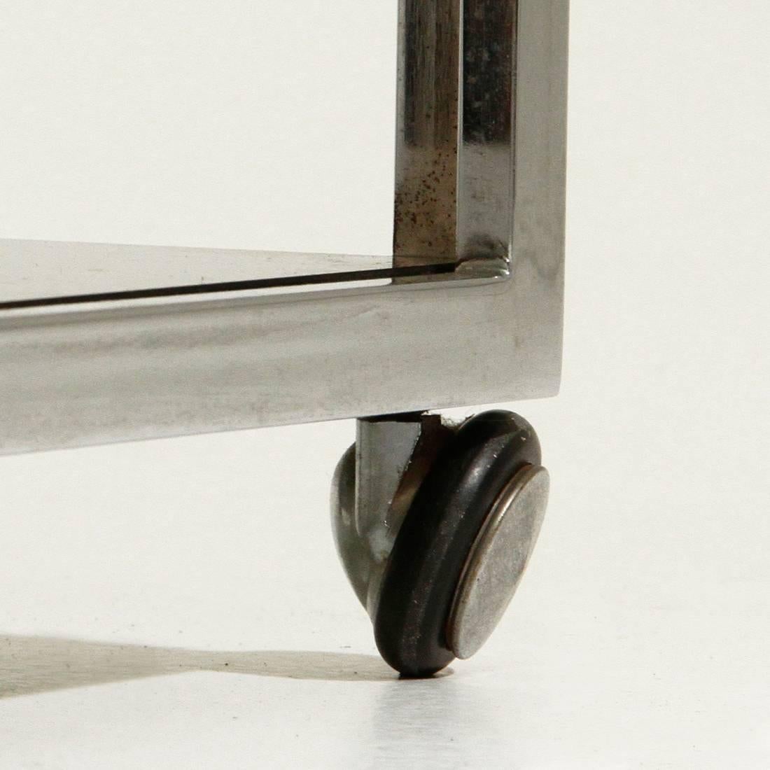 Chromed Side Table with Wells For Sale 1