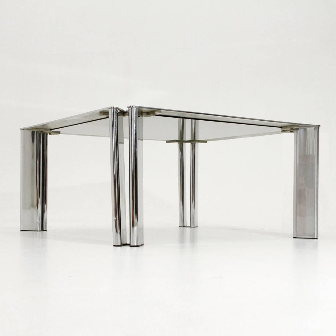 Square Chromed Coffee Table In Good Condition In Savona, IT