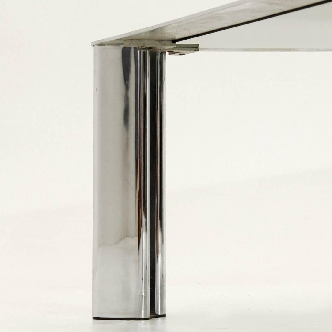 Smoked Glass Square Chromed Coffee Table