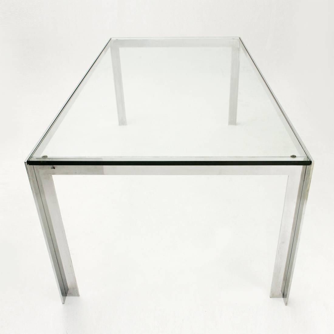 Glass and Chrome Dining Table In Good Condition In Savona, IT
