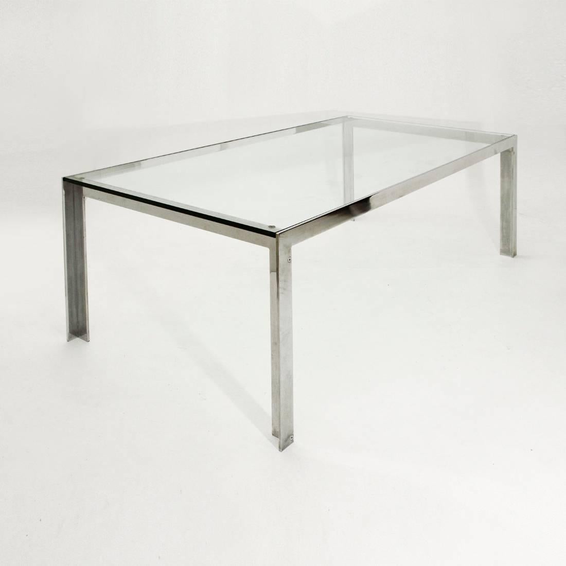 Italian Glass and Chrome Dining Table