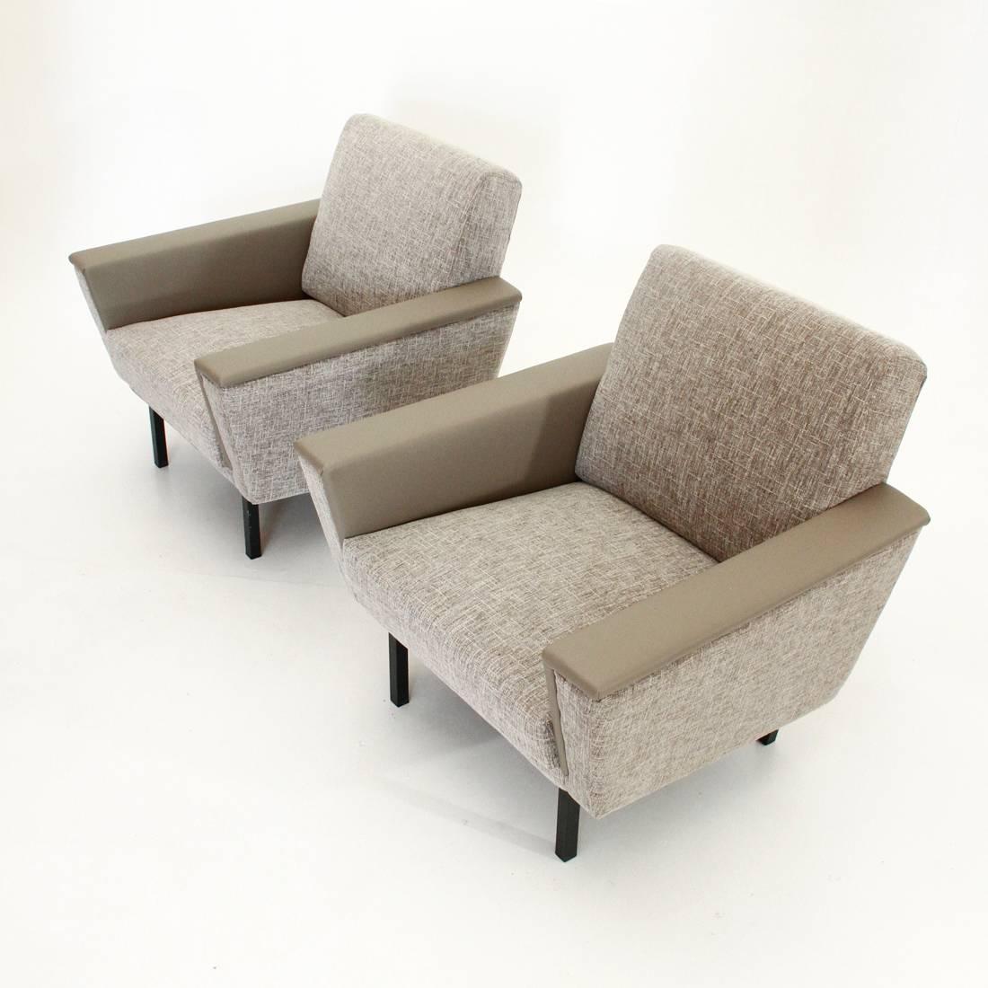 Mid-Century Modern Two Grey Mid-Century Armchairs