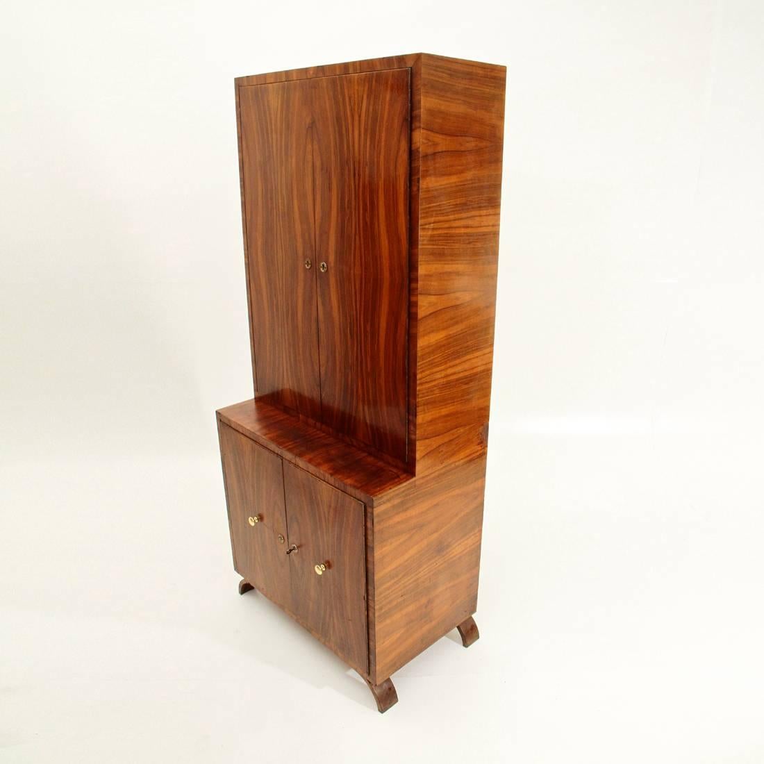 Art Deco midcentury wooden Italian Cabinet, 1940s