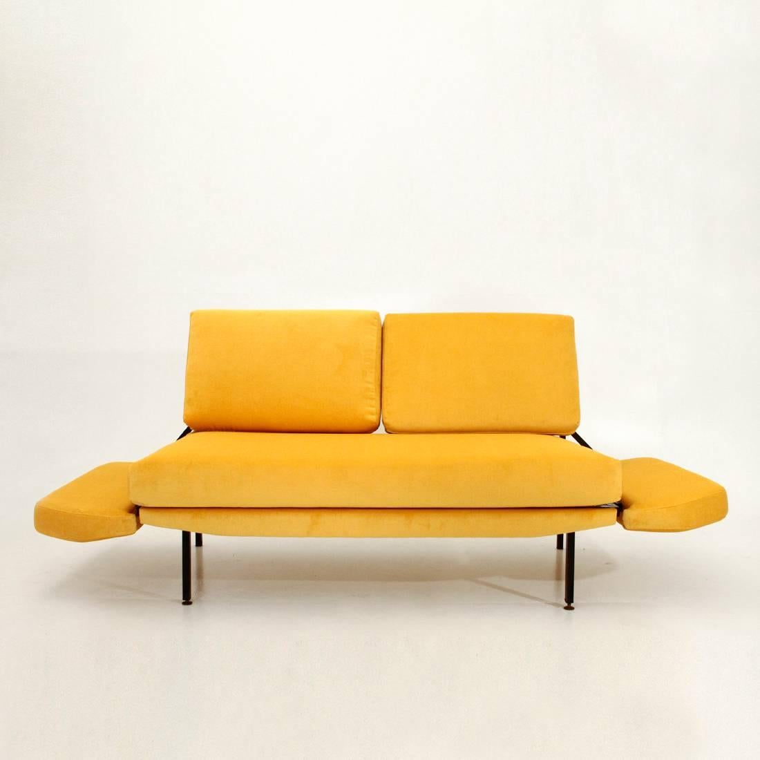 Italian Yellow Velvet Sofa Bed 1