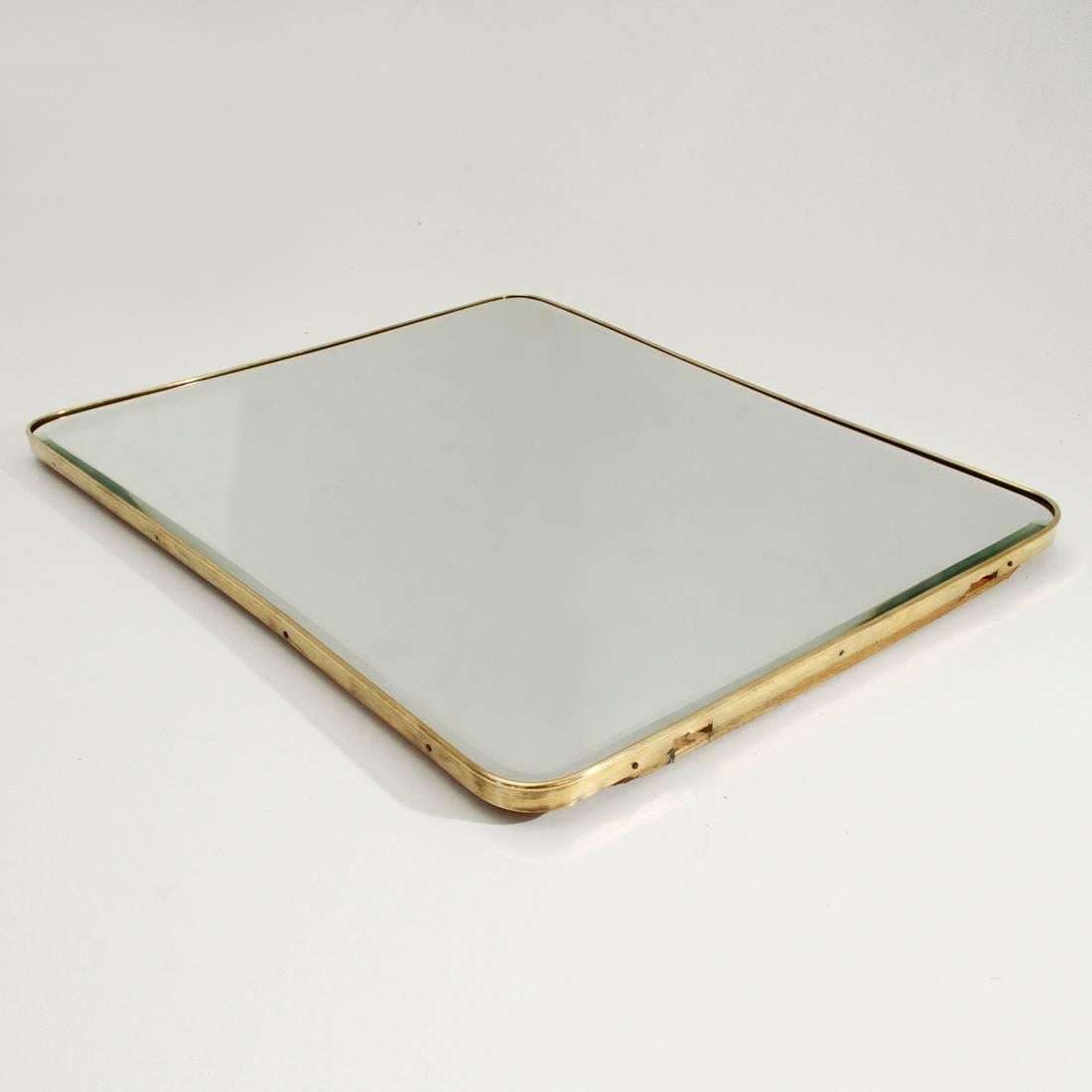 Mid-20th Century Big Italian Brass Frame Mirror