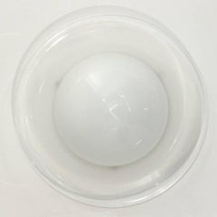 Italian Round White Glass Sconce, 1970s
