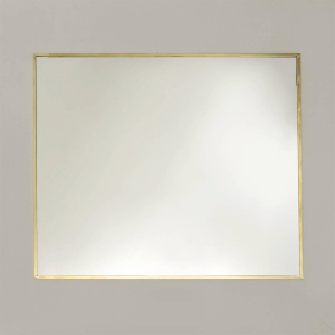 Contemporary Rectangular Brass Frame Mirror by Uso Interno For Sale