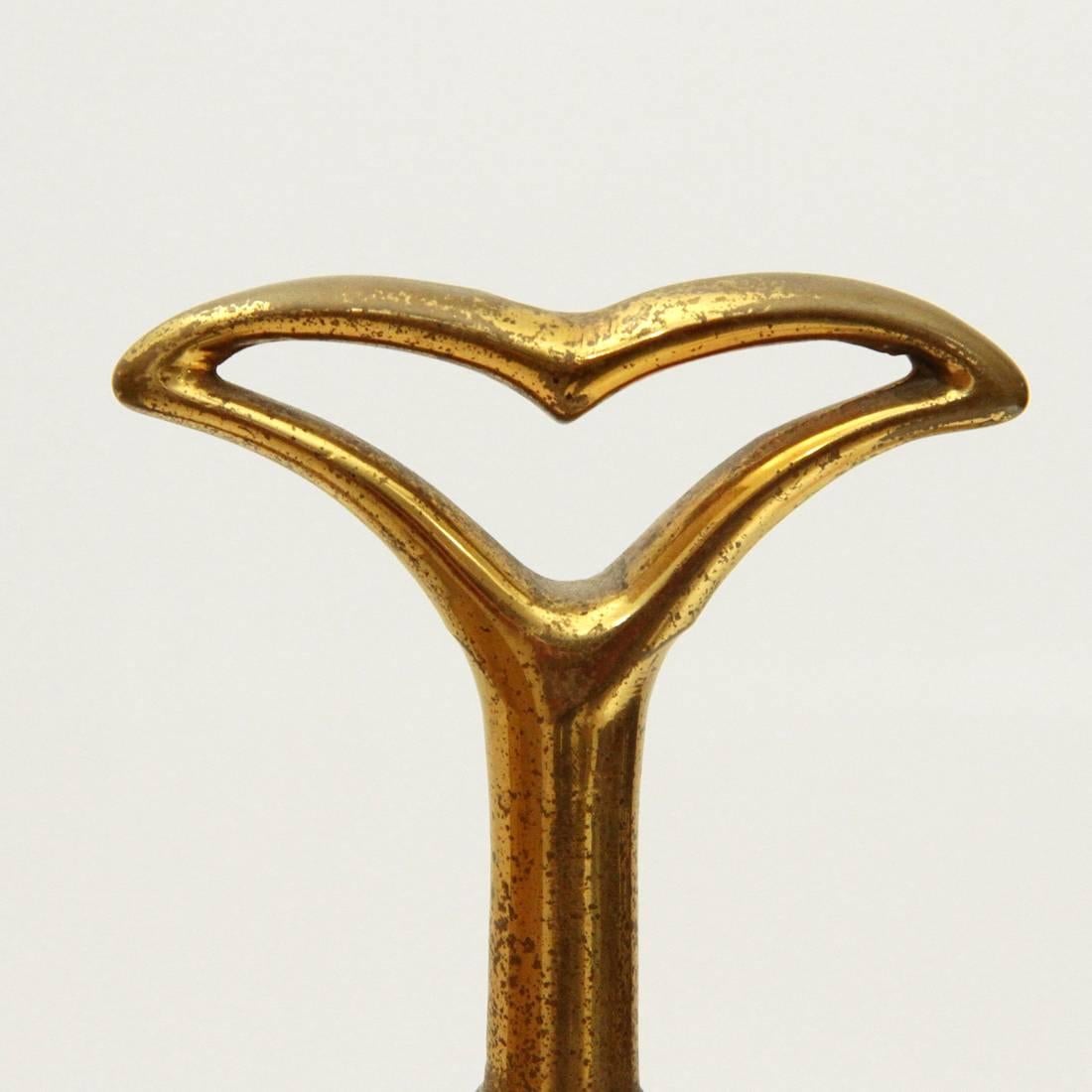 Mid-20th Century Italian Brass and Marble Umbrella Stand, 1950s
