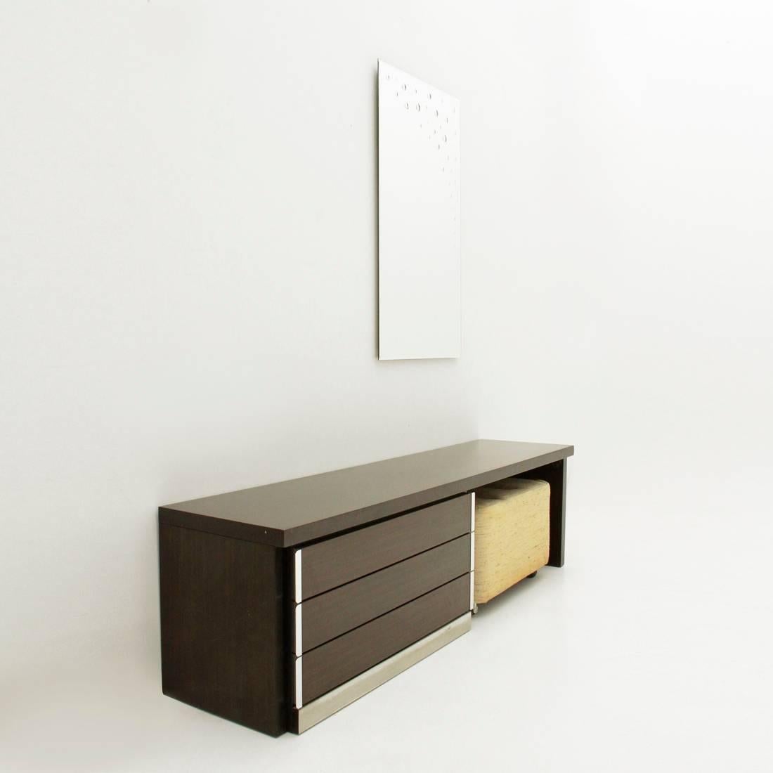 Space Age Vanity Desk with Mirror and Pouf, 1970s In Good Condition For Sale In Savona, IT