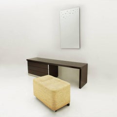 Space Age Vanity Desk with Mirror and Pouf, 1970s