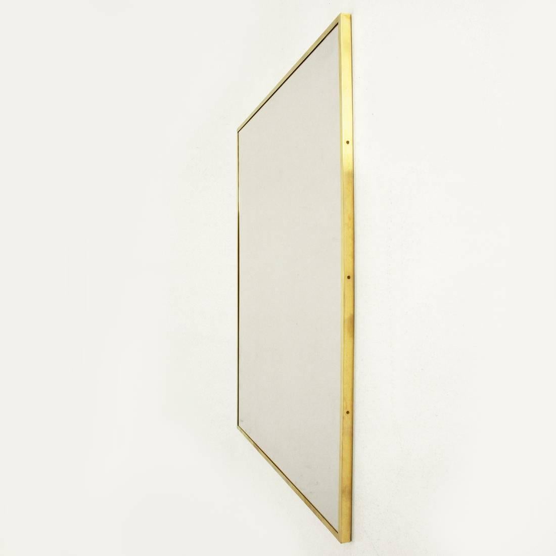 Rectangular Brass Frame Mirror by Uso Interno In Excellent Condition For Sale In Savona, IT