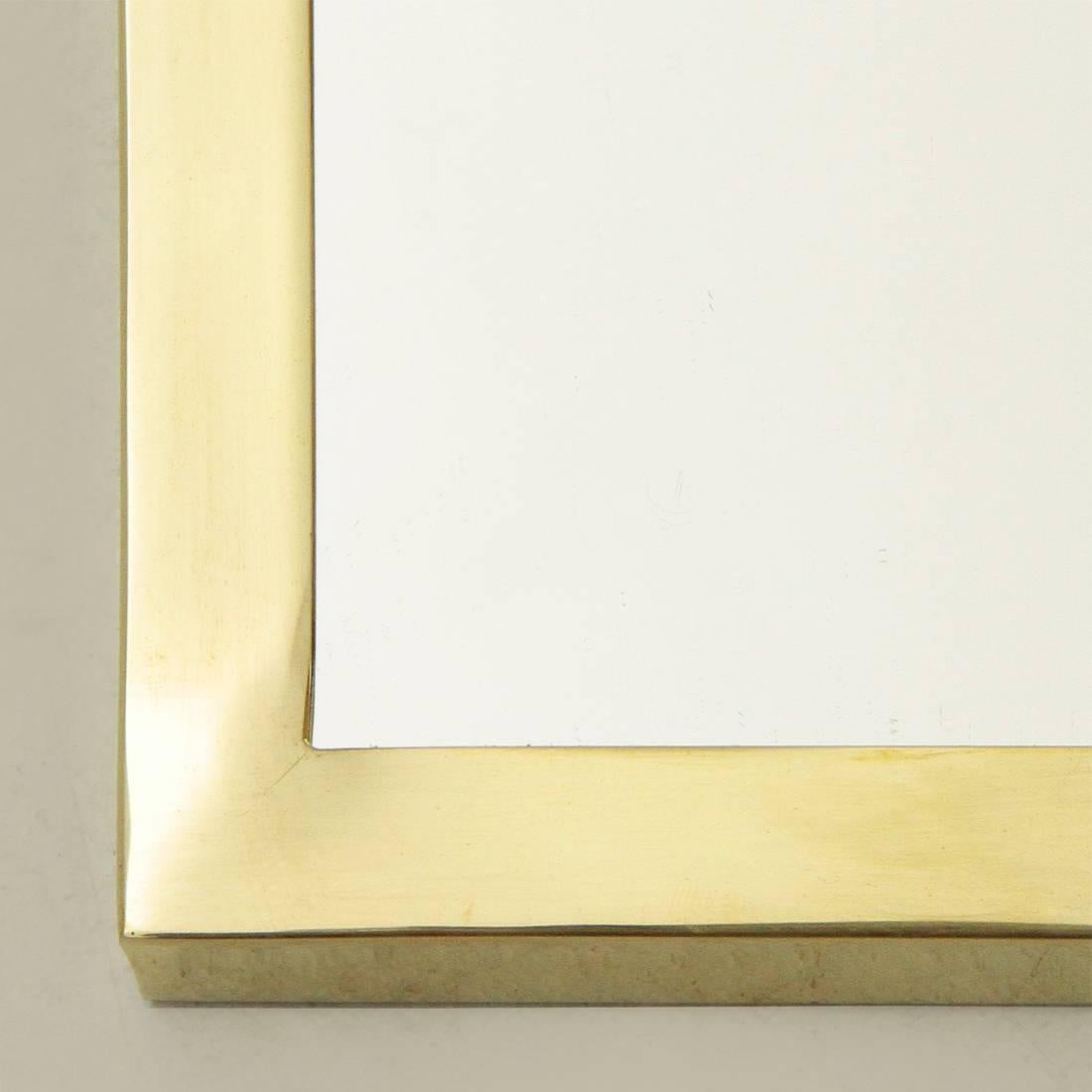 Contemporary Rectangular Brass Frame Mirror by Uso Interno For Sale