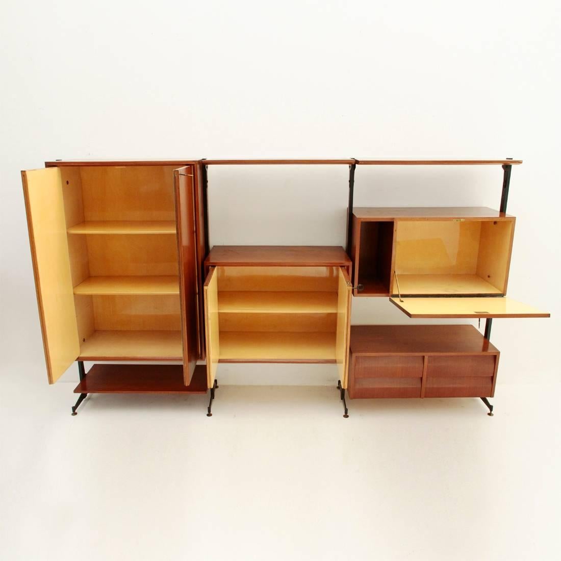 Mid-20th Century Italian Wall Unit with Metal Uprights