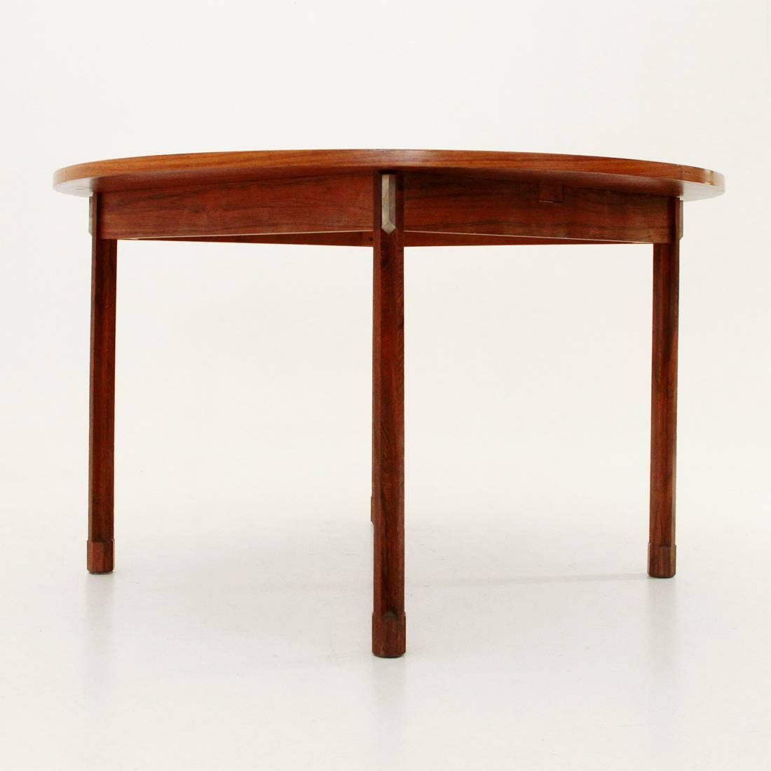 Mid-Century Modern Round wood and aluminum Table By Georges Coslin for 3V arredamenti, 1960's