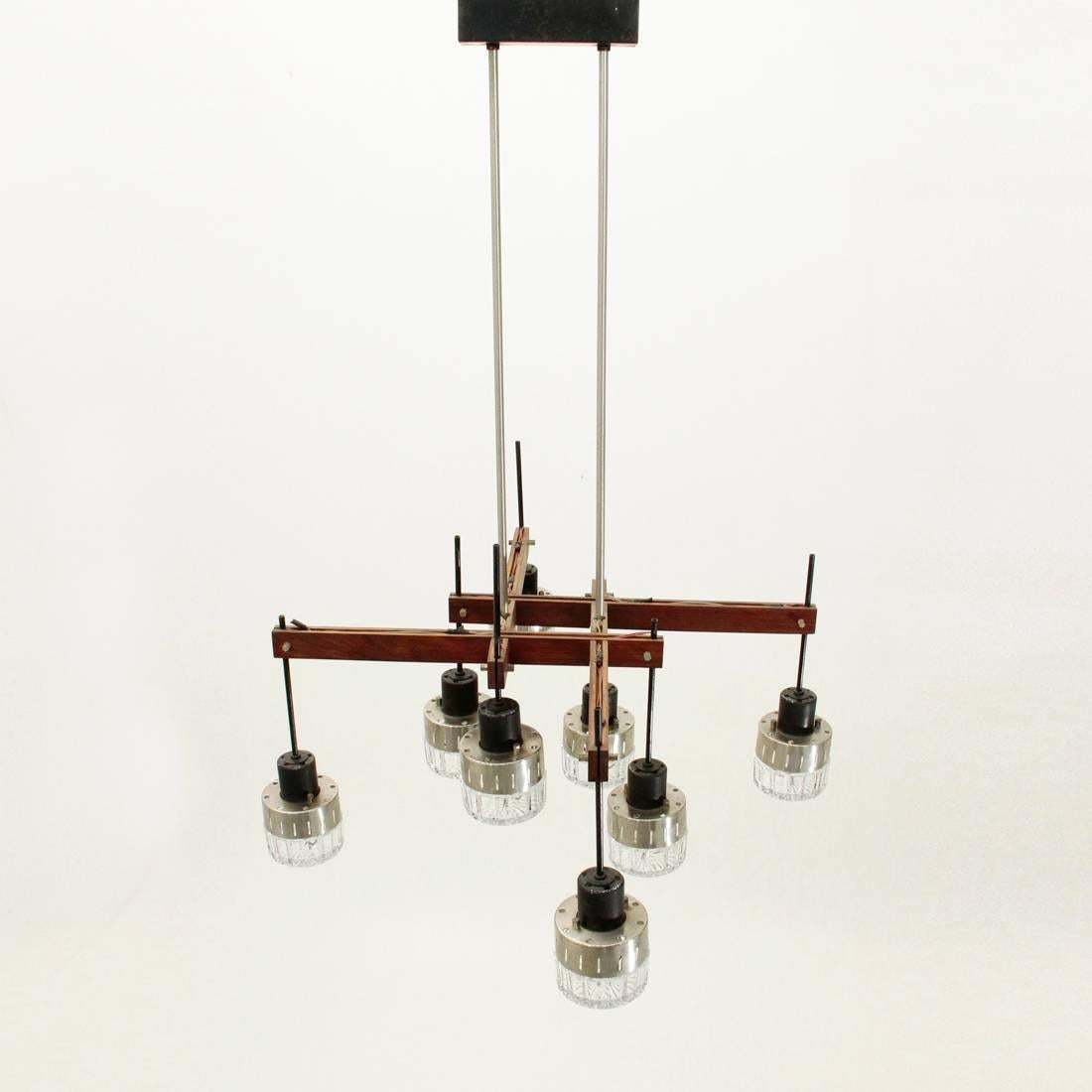 Eight-Light Italian Wood Chandelier In Fair Condition In Savona, IT