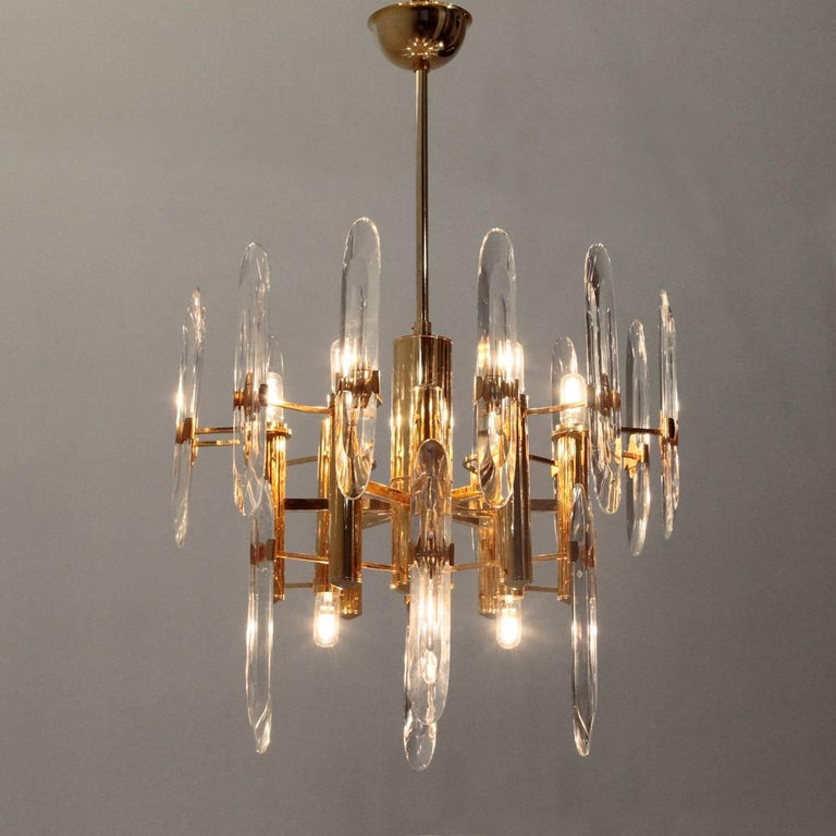 Nine Lights Brass Chandelier From Sciolari 1970 S For At 1stdibs Nine Lights Brass Chandelier From Sciolari 1970 S In Good Condition For Savona