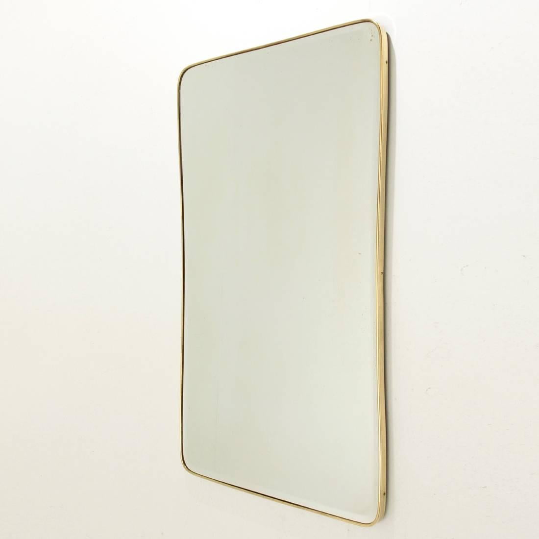 Italian Brass Frame Mirror In Good Condition In Savona, IT