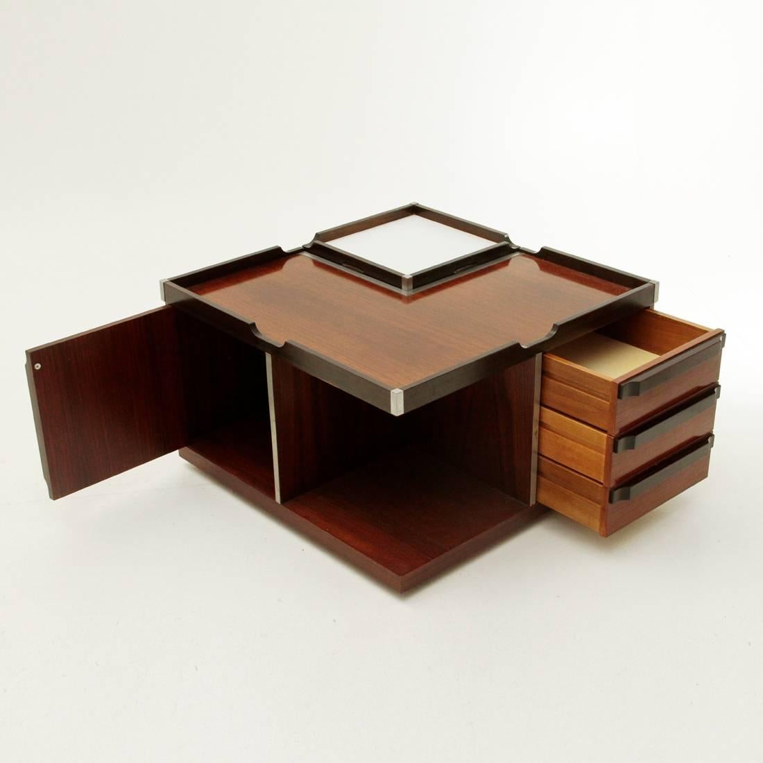 Late 20th Century Square Coffee Table with Bar by Fiarm