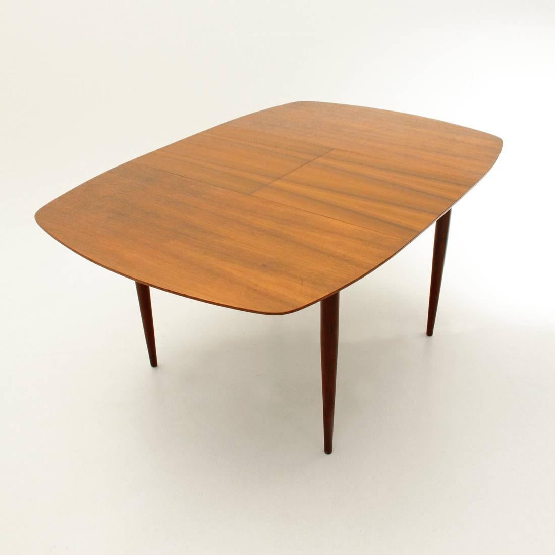 Italian Teak Extendable Dining Table with Brass Handle, 1950s 1