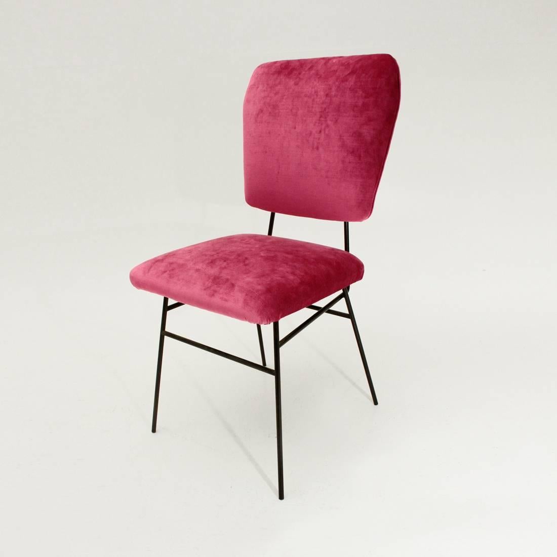 Mid-20th Century Italian Pink Velvet Chair, 1950s