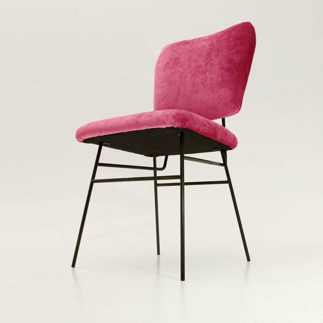 Italian Pink Velvet Chair, 1950s In Good Condition In Savona, IT