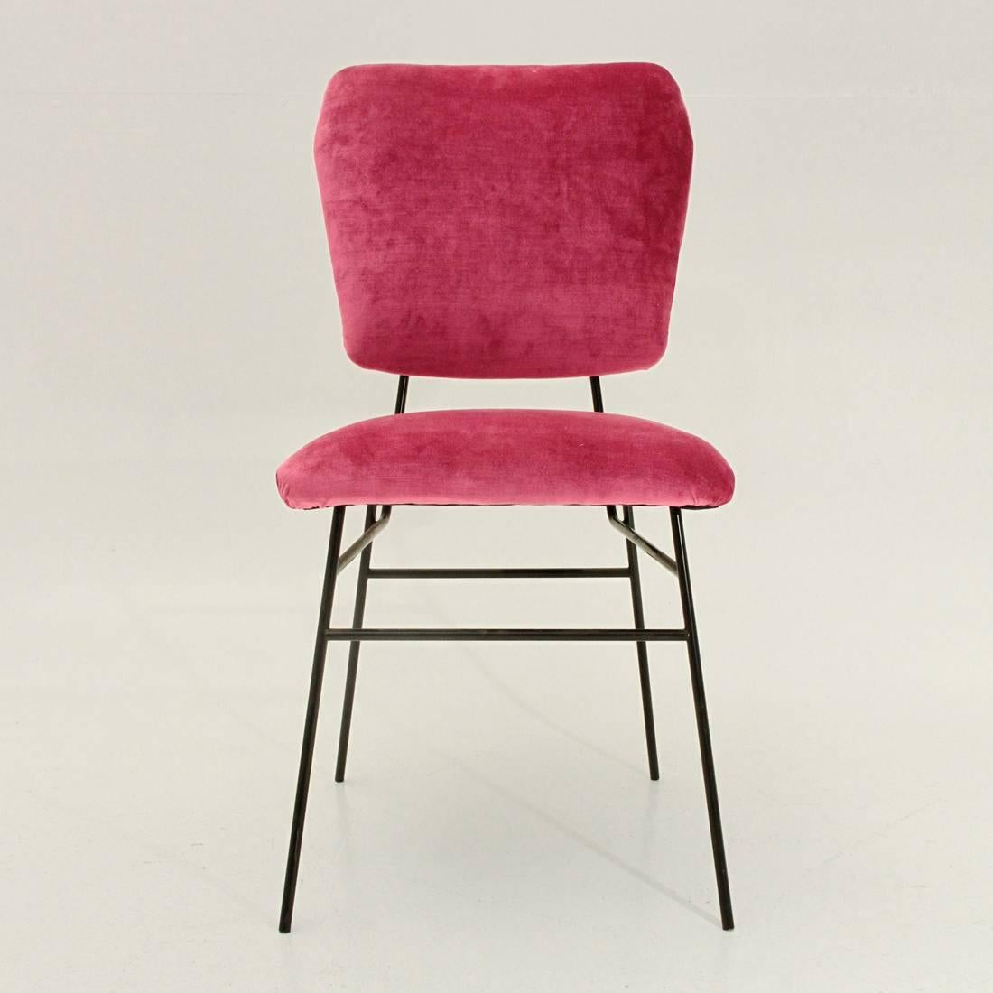 Mid-Century Modern Italian Pink Velvet Chair, 1950s