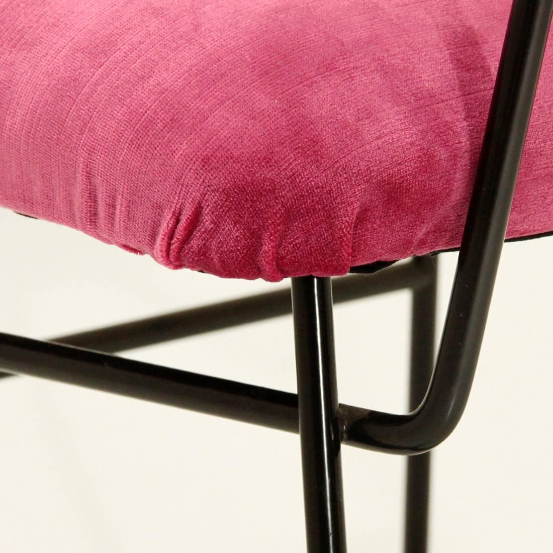 Italian Pink Velvet Chair, 1950s 3