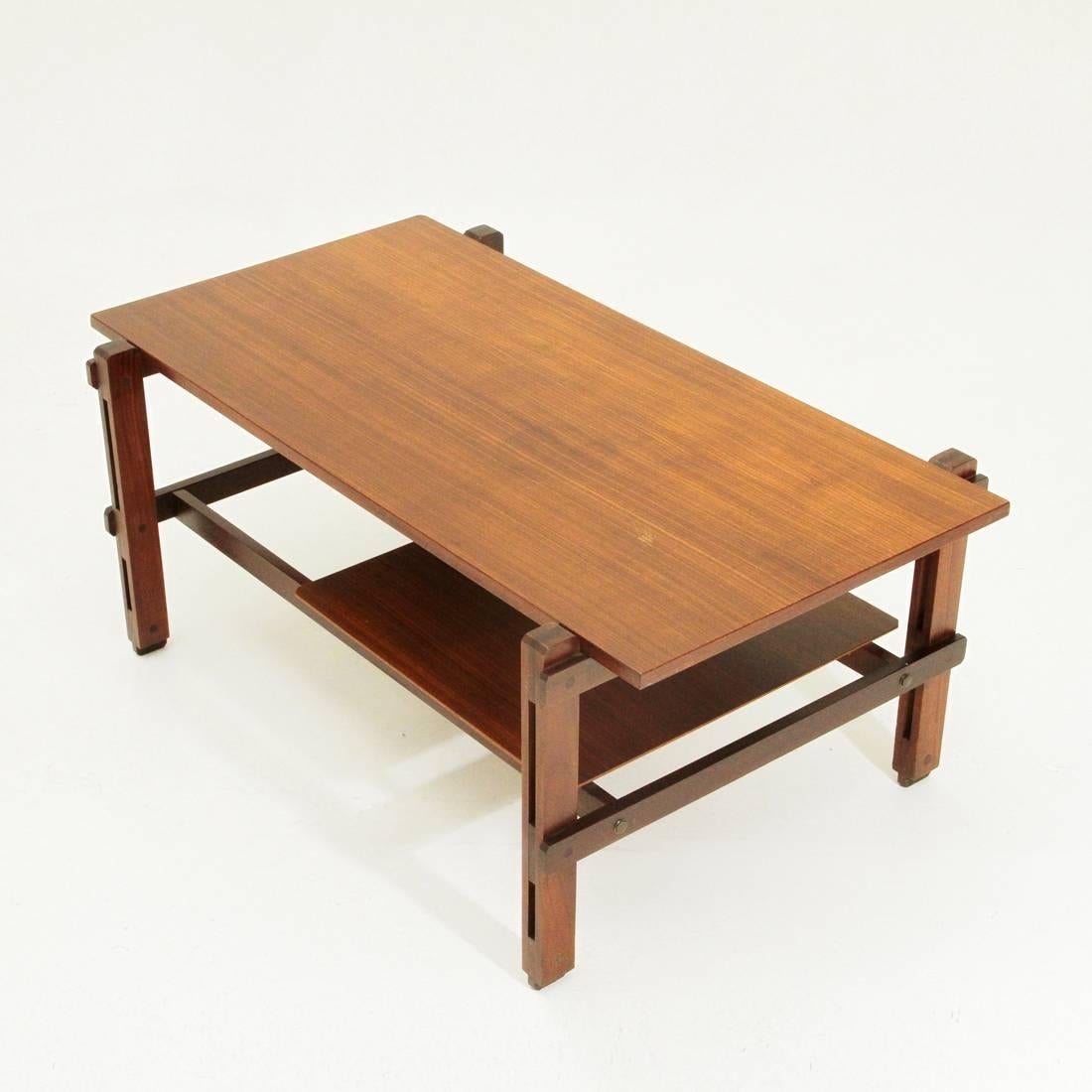 Wood Italian teak rectangular coffee table, 1960's