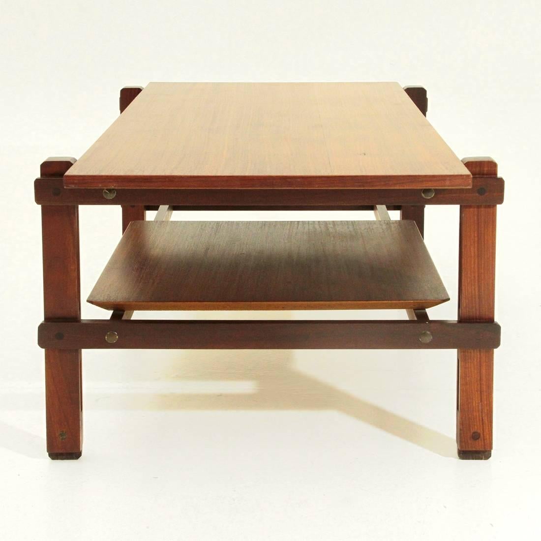 Italian teak rectangular coffee table, 1960's In Good Condition In Savona, IT