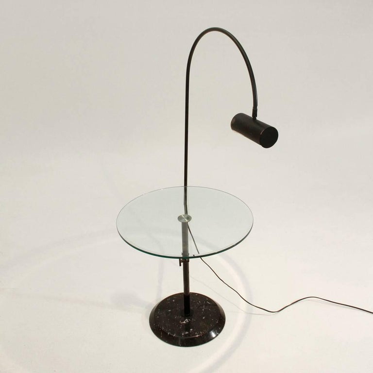 Marble and Glass Coffee Table with BuiltIn Lamp, 1980s at 1stDibs