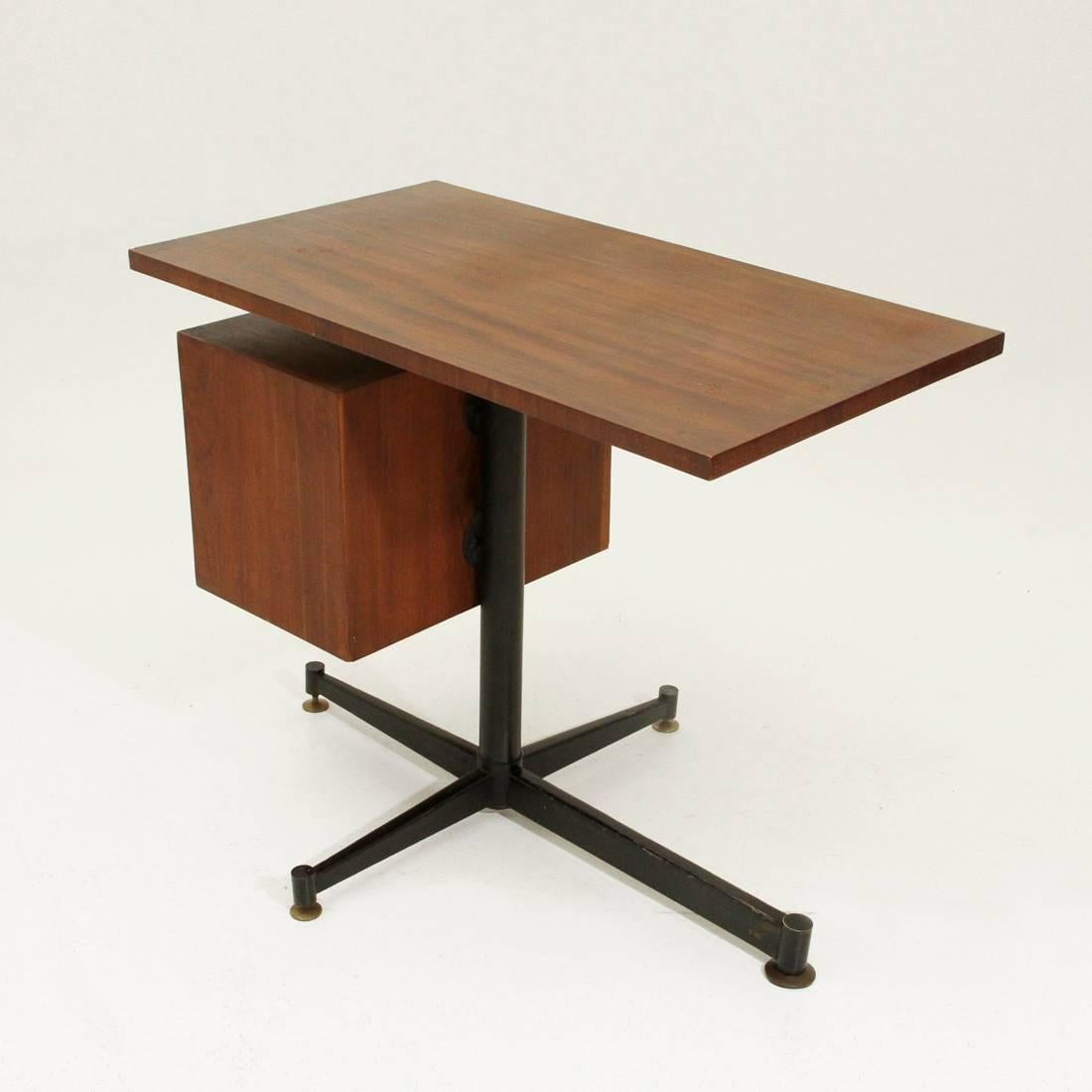 Metal Italian modernist teak Desk, 1950s
