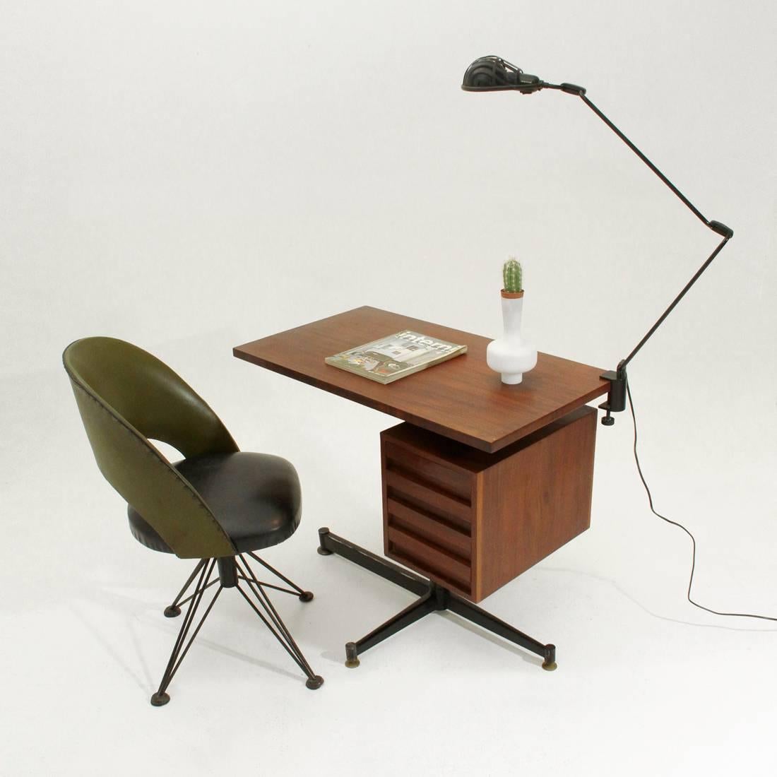 Italian modernist teak Desk, 1950s 4