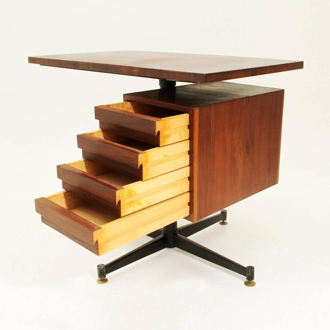 Mid-20th Century Italian modernist teak Desk, 1950s