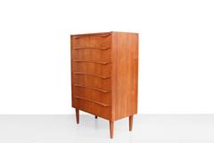 Tall Danish Modern Teak Chest of Drawers, Mid-Century Dresser, 1960s