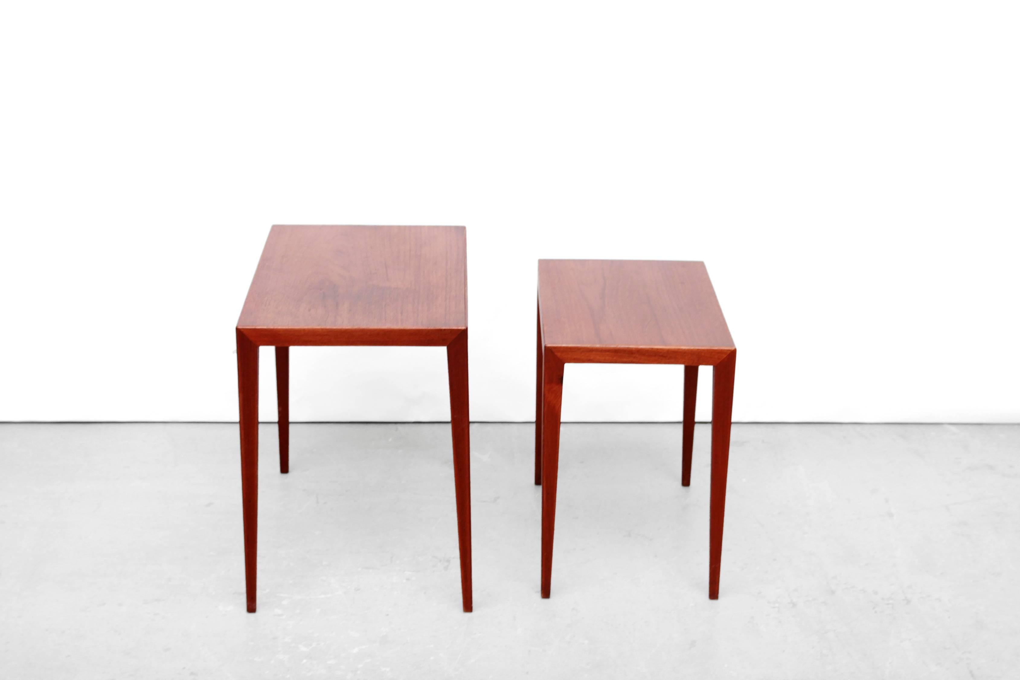 Scandinavian Modern Set of Two Danish Modern Nesting Tables by Severin Hansen Side Tables in Teak
