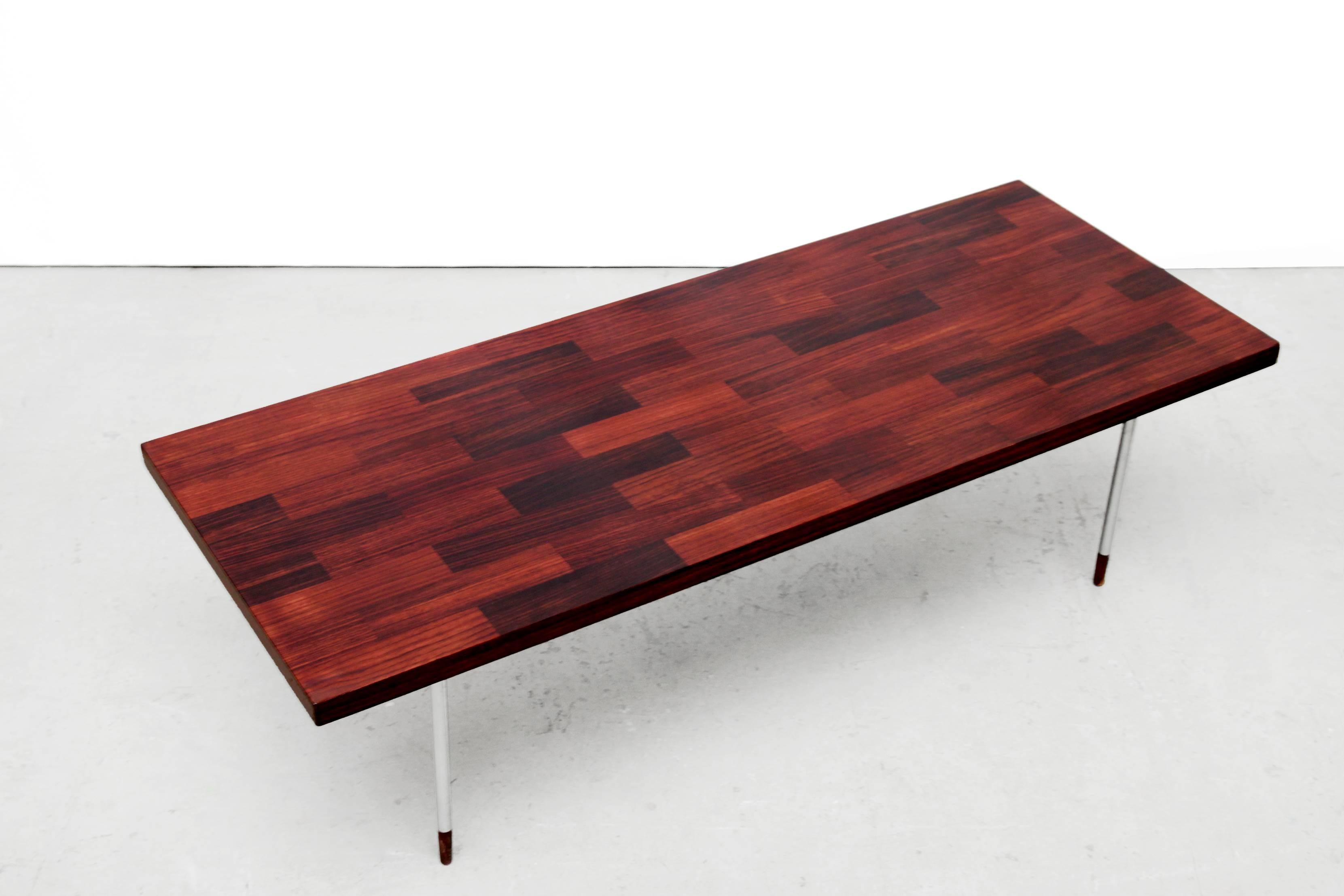 Brushed Mid-Century Modern Rosewood Coffee Table by Fristho, Netherlands For Sale