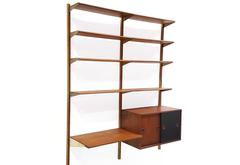 Unique Teak and Brass Wall Unit by Finn Juhl, Bovirke, Denmark, 1950s