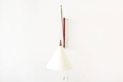 Dutch Modernist Willem Hagoort Arc Wall Lamp in Brass and Teak, 1950