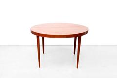 Mid-Century Scandinavian Teak Round Extending Dining Table by Kai Kristiansen