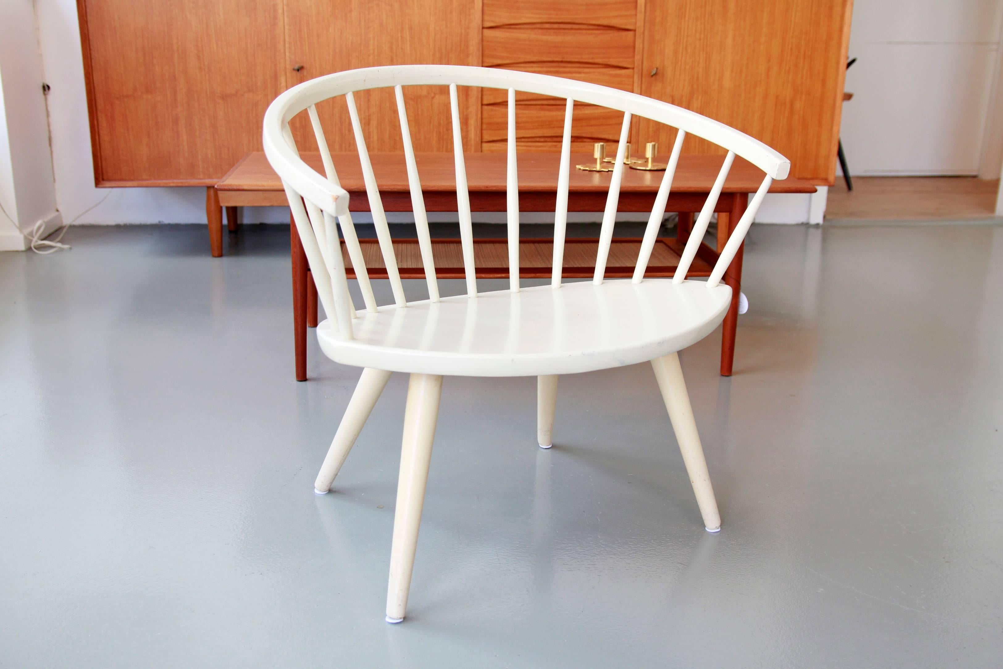 Swedish White Mid-Century Modern Arka Chair by Yngve Ekström for Stolab, 1950s For Sale