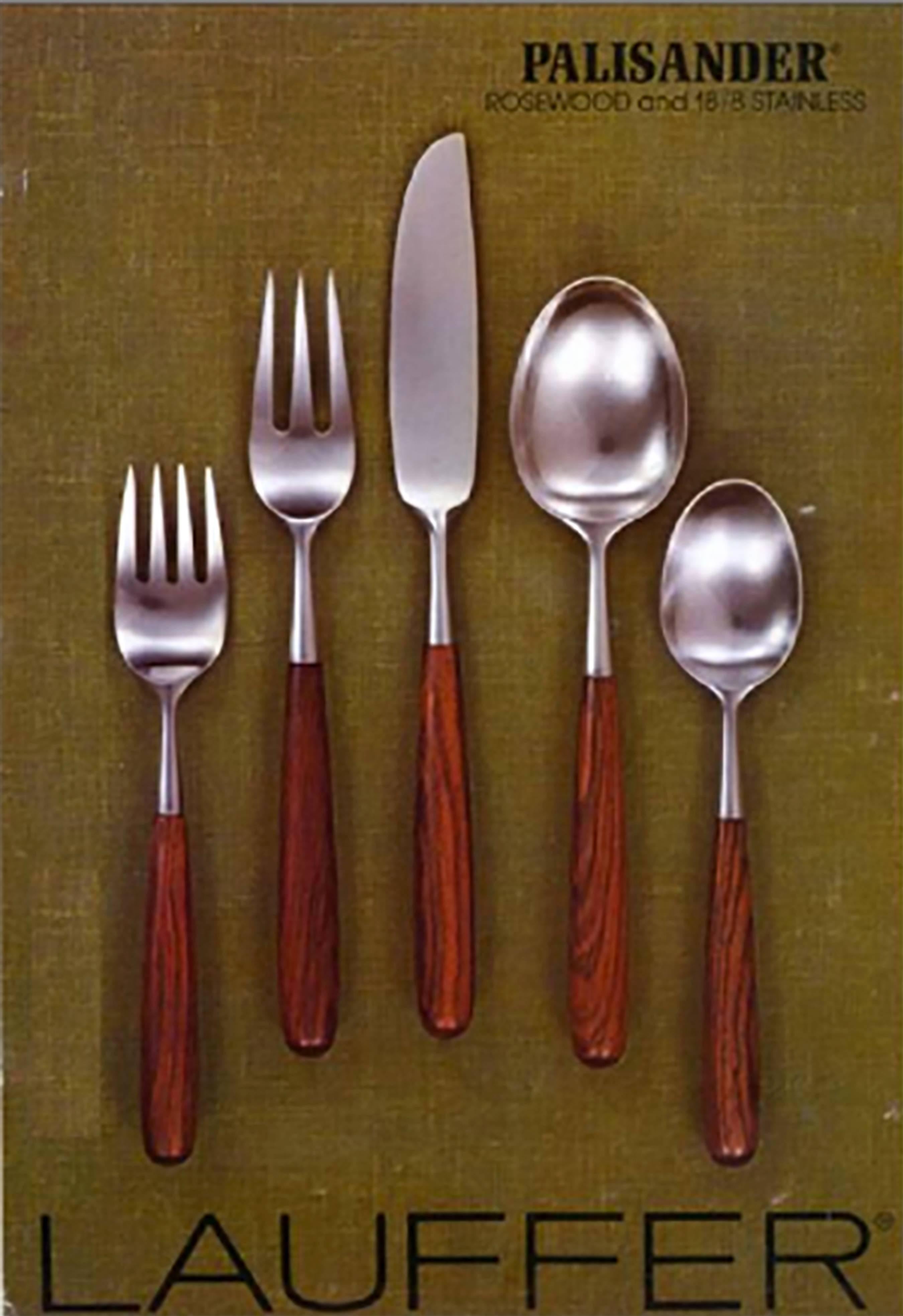 Norwegian Rare Vintage Lauffer Palisander Flatware from Norway in Rosewood by Don Wallance