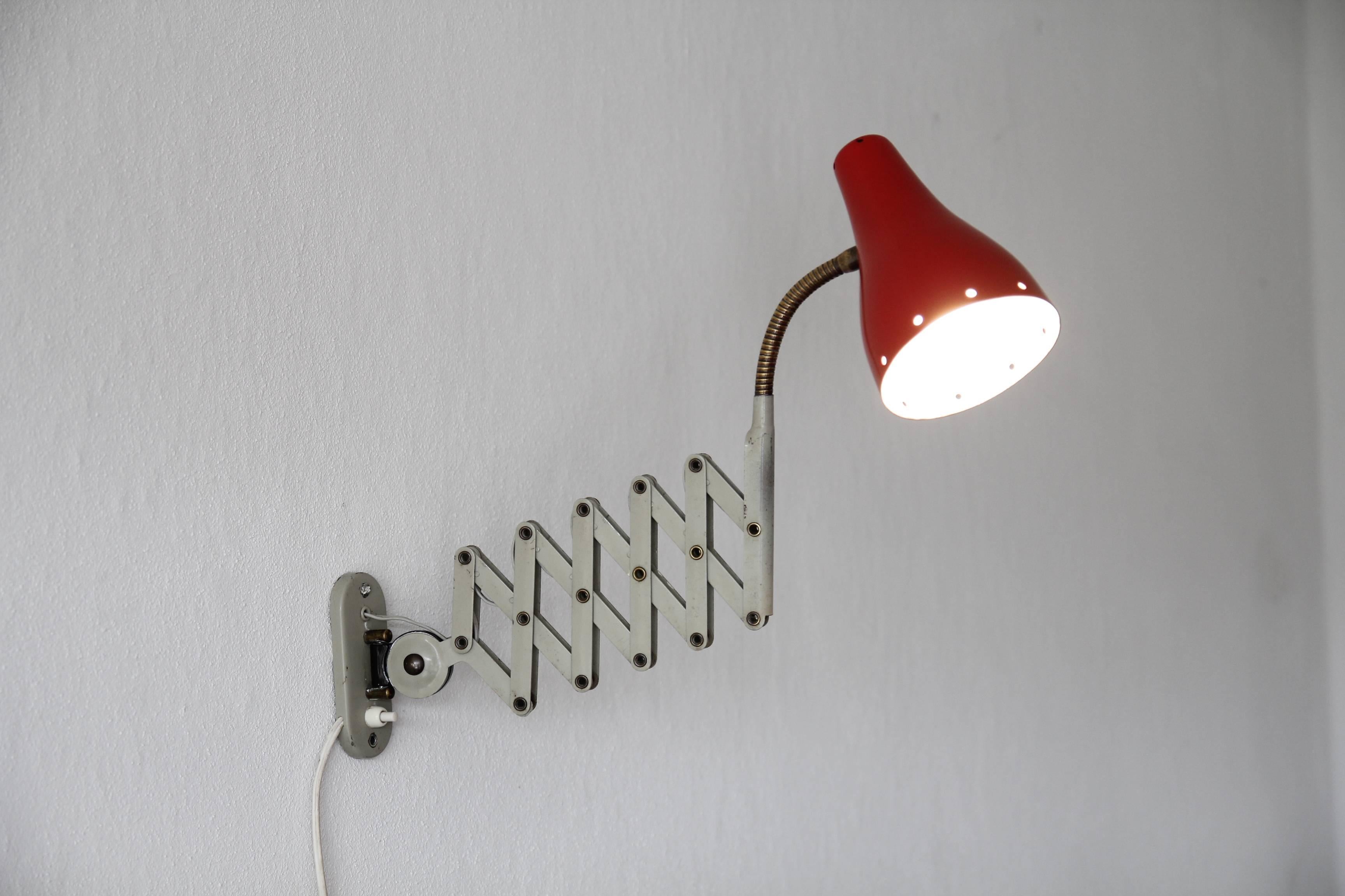 20th Century Dutch Scissor Wall Lamp by H. Busquet for Hala, 1950s For Sale