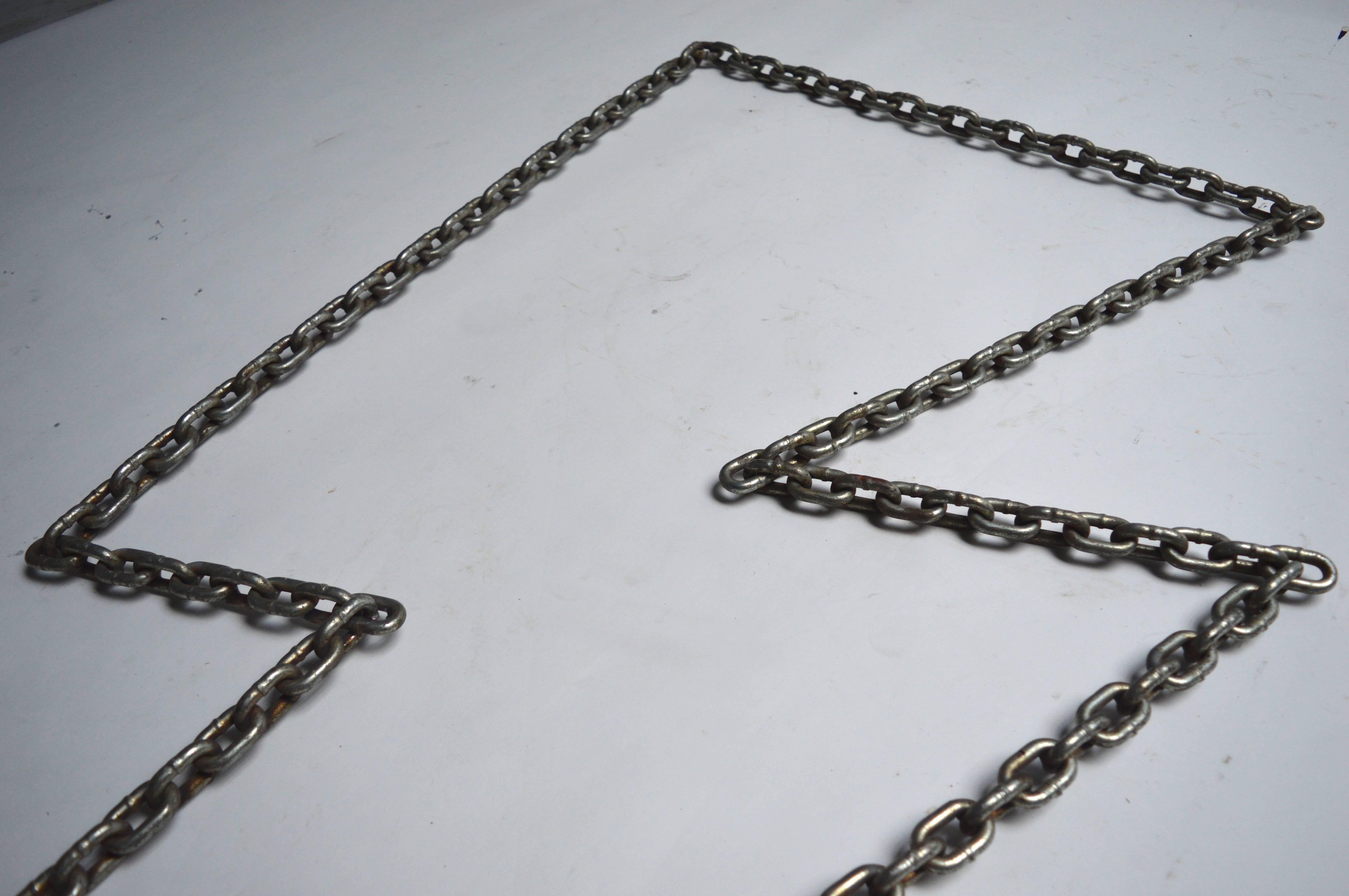 Steel Chain Link Lightning Bolt Sculpture