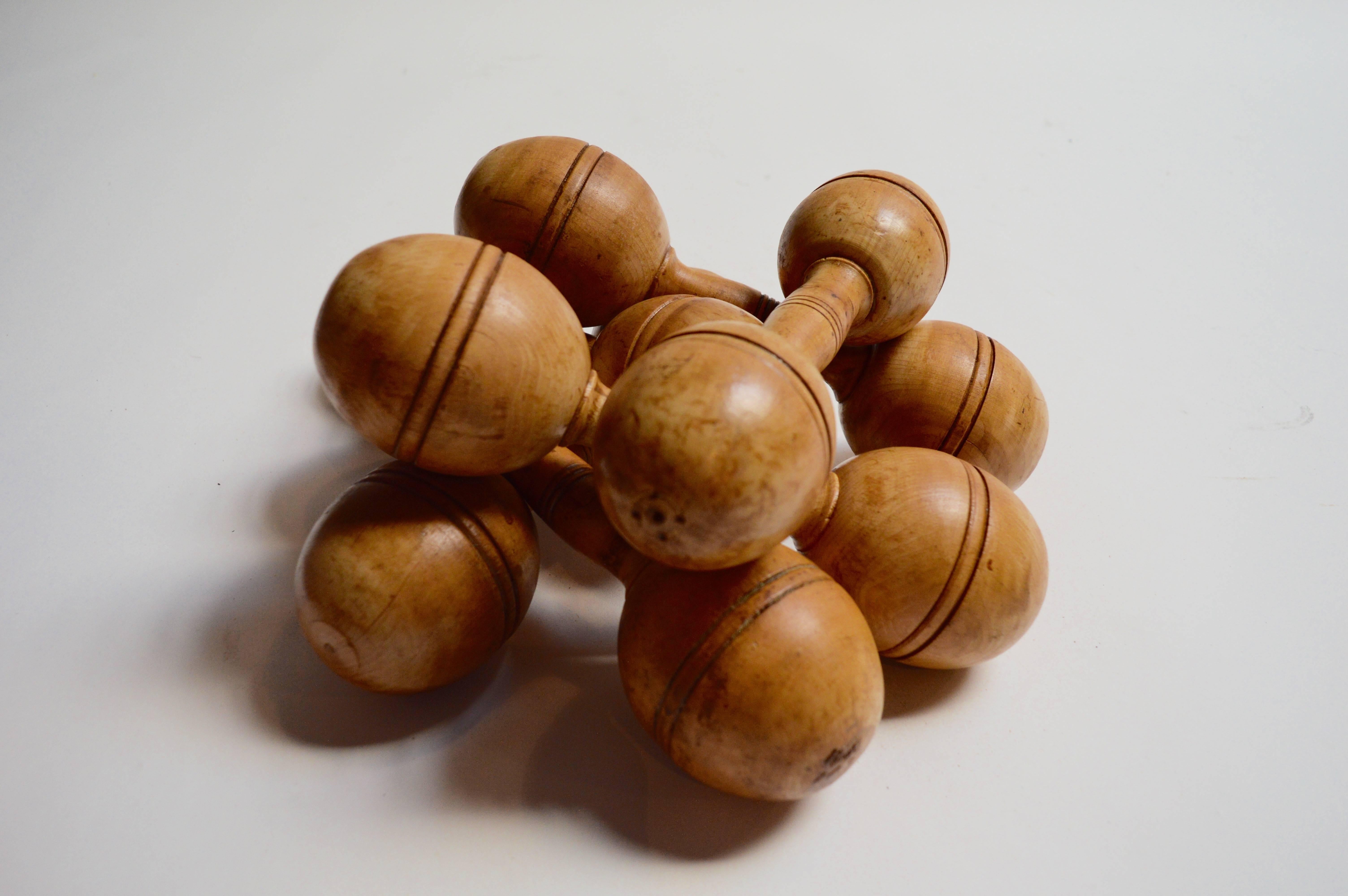 antique wooden dumbbells