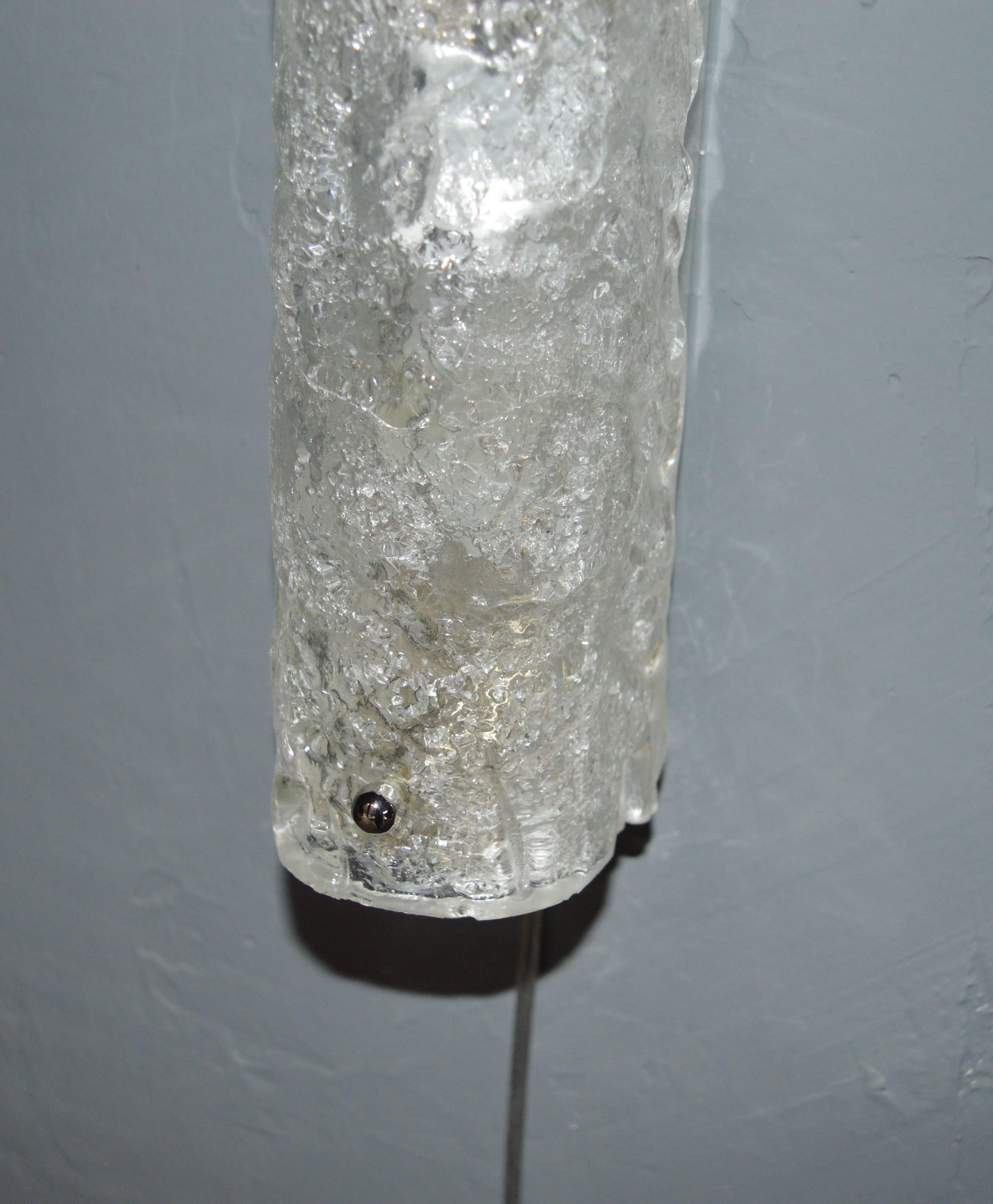 Kalmar Massive Ice Glass Tube Sconces 1