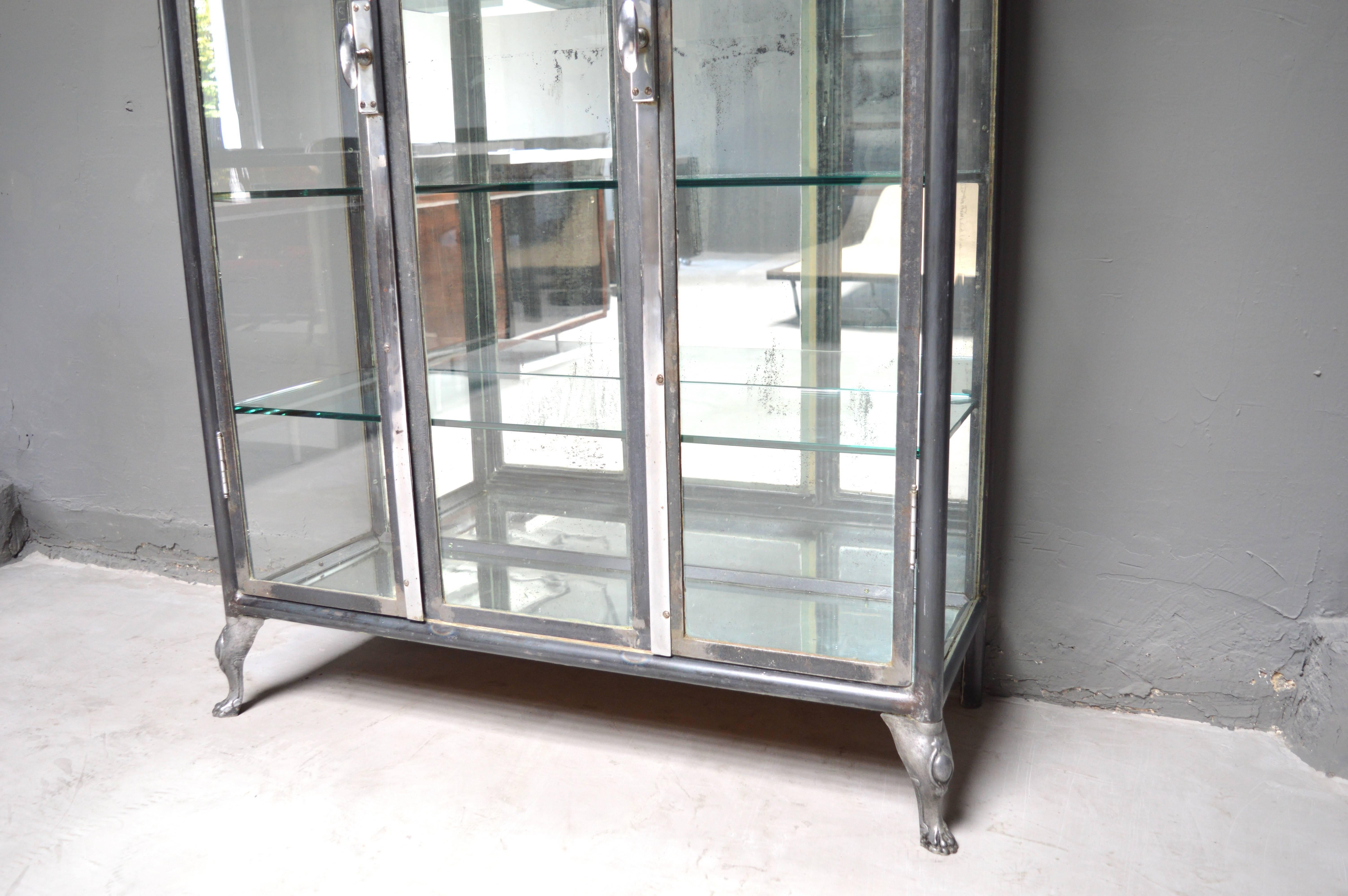 Chrome Monumental Iron and Glass Vitrine